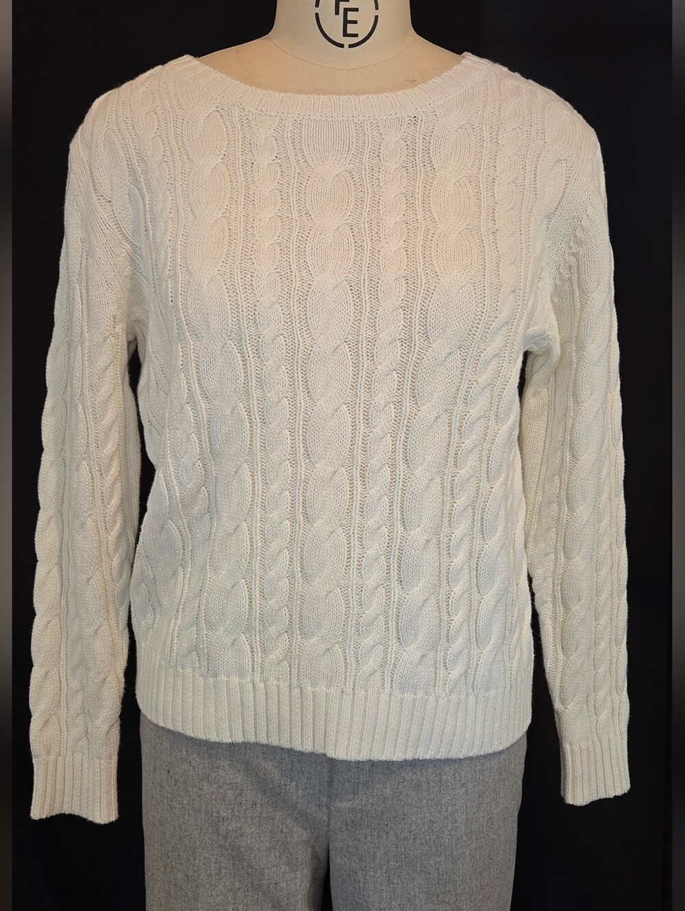 Lands End women's Drifter Classic Cable Crew Neck Sweater.